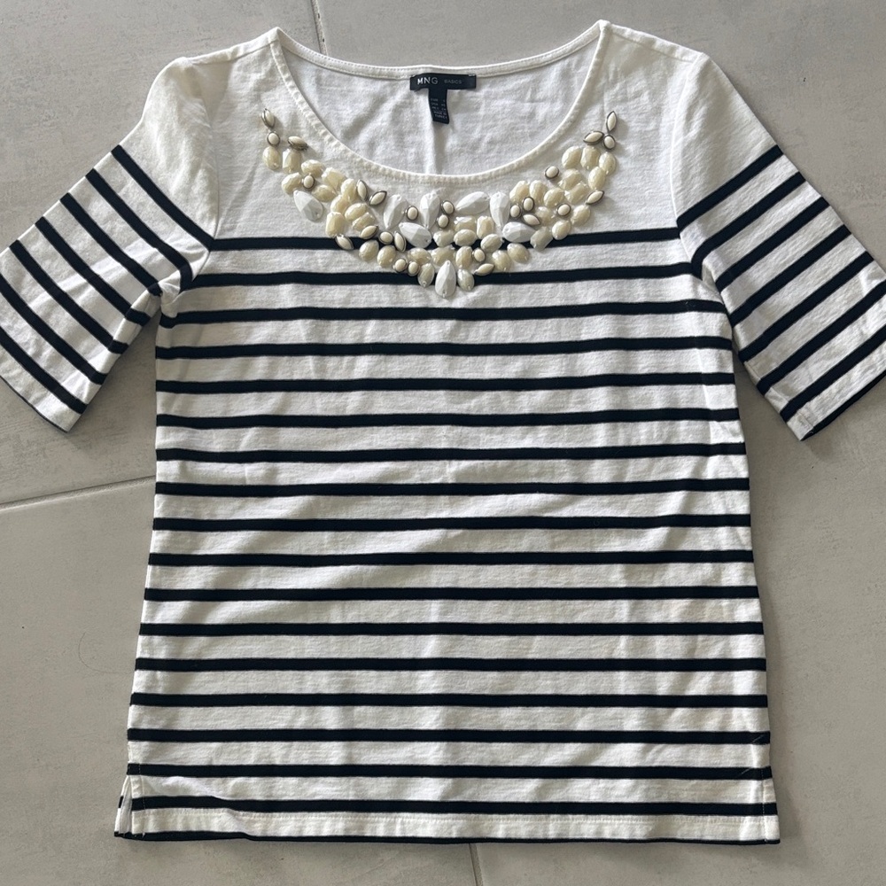 Striped Black and White Women's Top